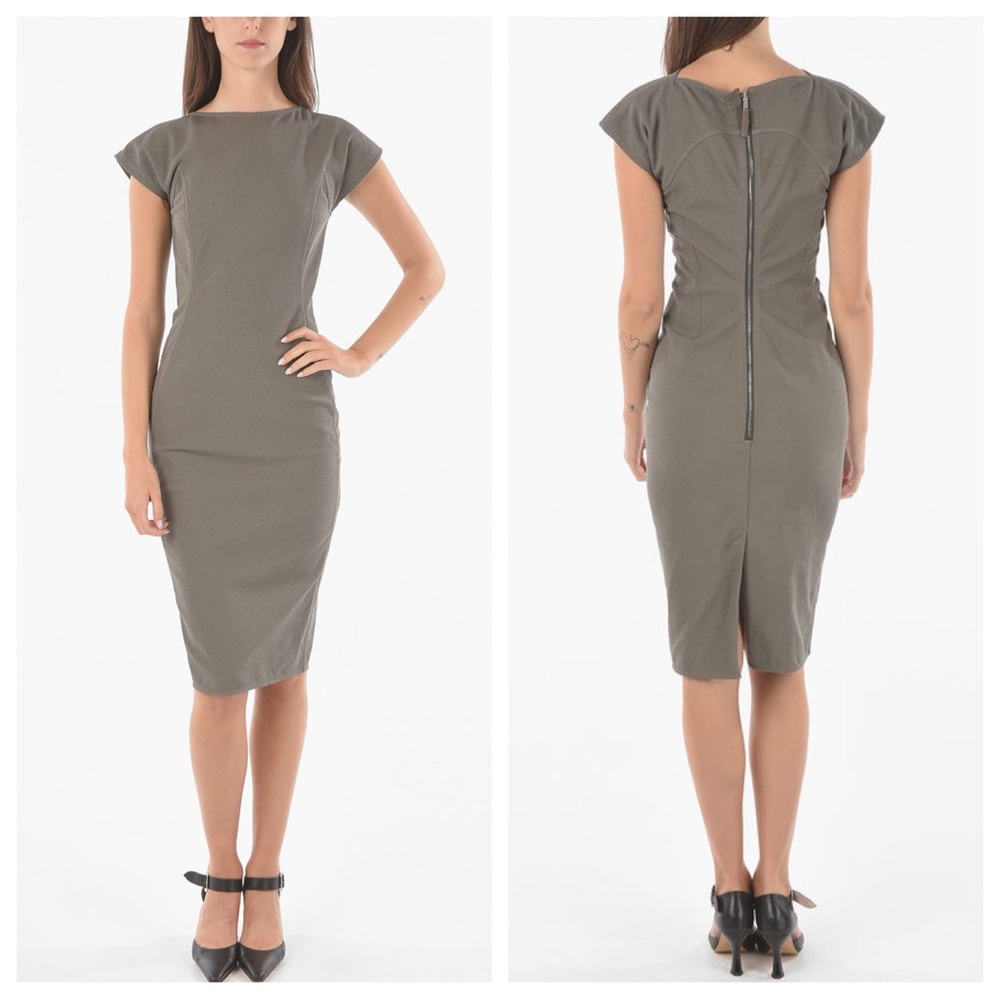 Rick Owens Easy Sarah Woven Midi Dress in Dust